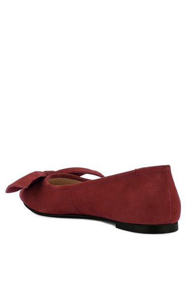 CHUCKLE Big Bow Suede Ballerina Flats