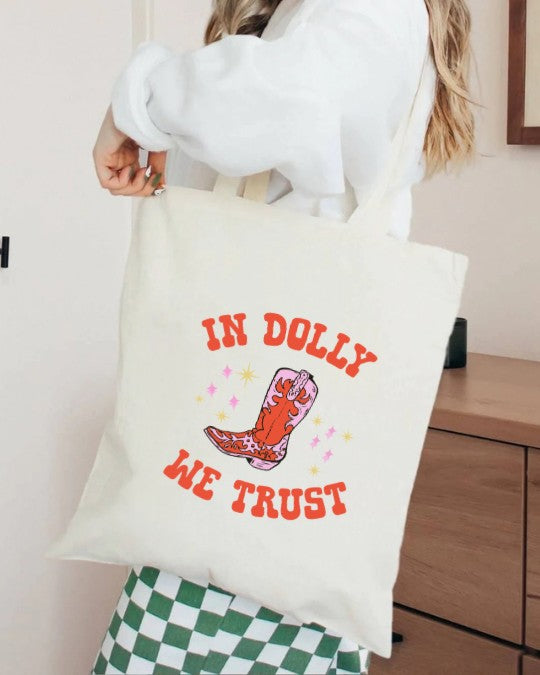 In dolly WE Trust Tote Bag