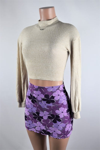 Purple floral mini skirt
