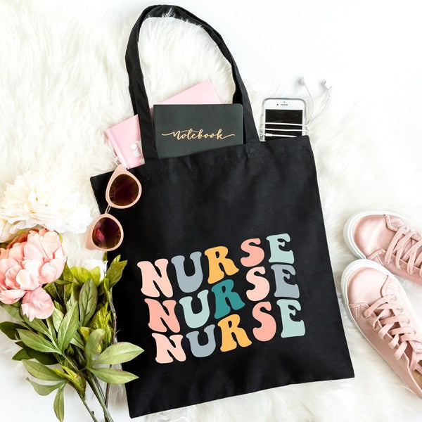 Nurse Stacked Wavy Colorful Tote