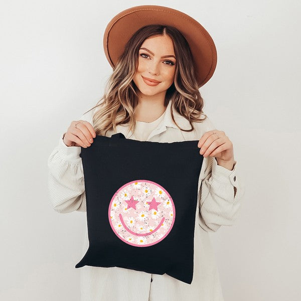 Floral Smiley Face Tote
