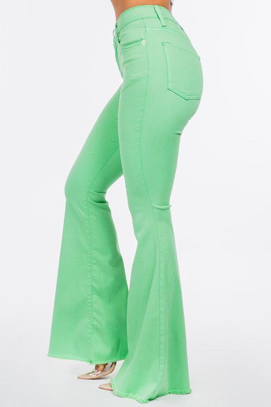 GJG Denim Bell Bottom Jean in Lime Green