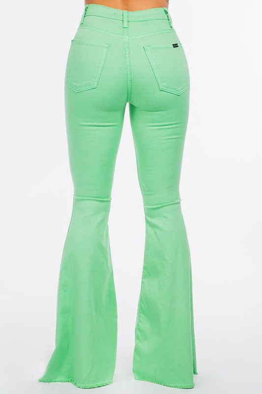 GJG Denim Bell Bottom Jean in Lime Green