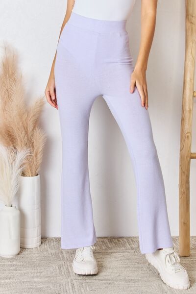 RISEN Lavendar Full Size High Waist Ultra Soft Knit Flare Pants