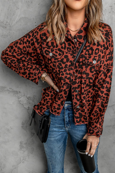 Scarlett Leopard Print Raw Hem Jacket