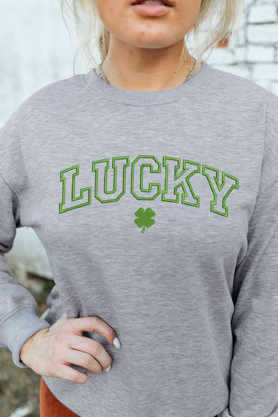 Mid Gray LUCKY Dropped Shoulder Sweatshirt