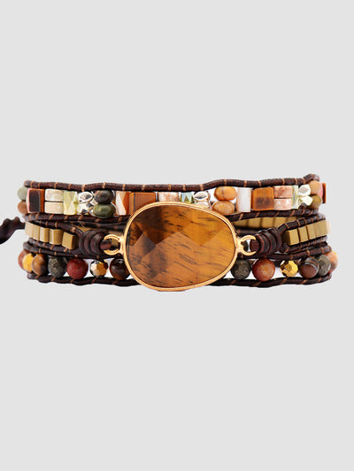 Deep Earth Geometrical Shape Triple-Layer Bracelet