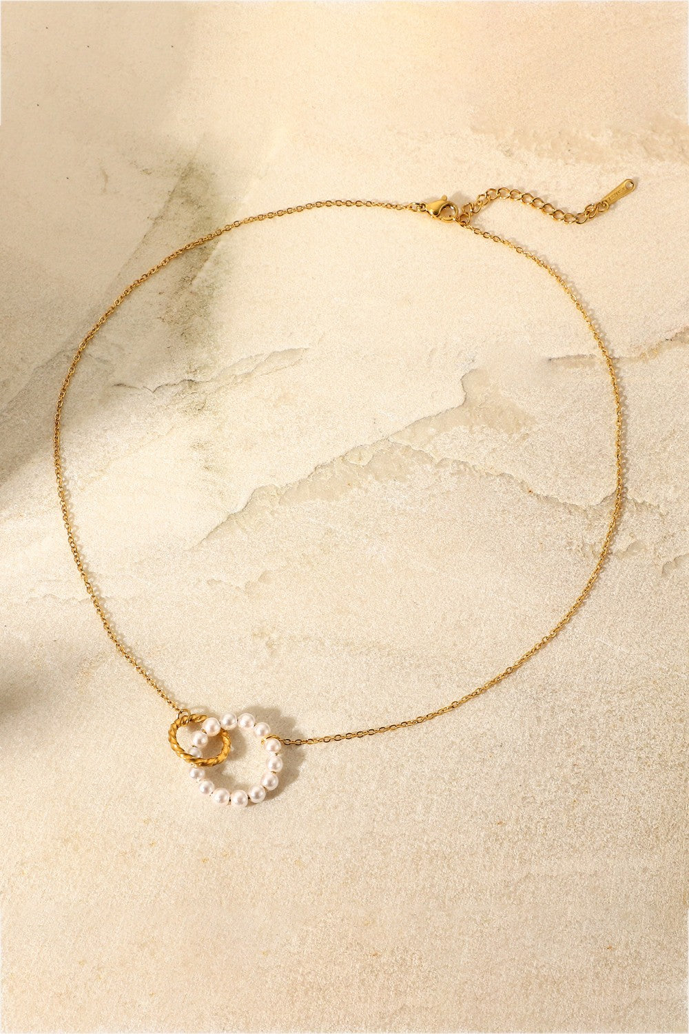 Pearl Hoop Link Pendant Necklace