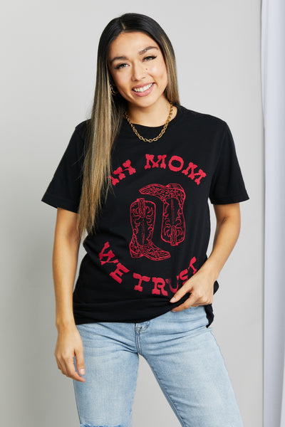 mineB Full Size IN MOM WE TRUST Graphic Tee