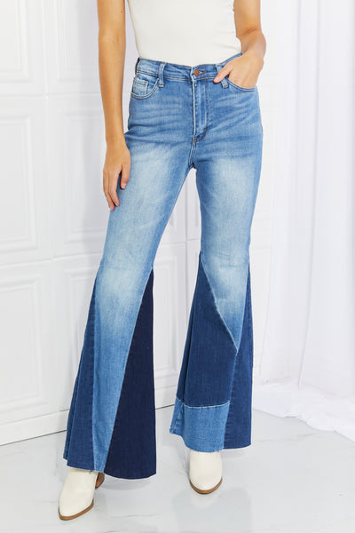 Vibrant M.I.U. Sienna Full Size Color Block Flare Jeans