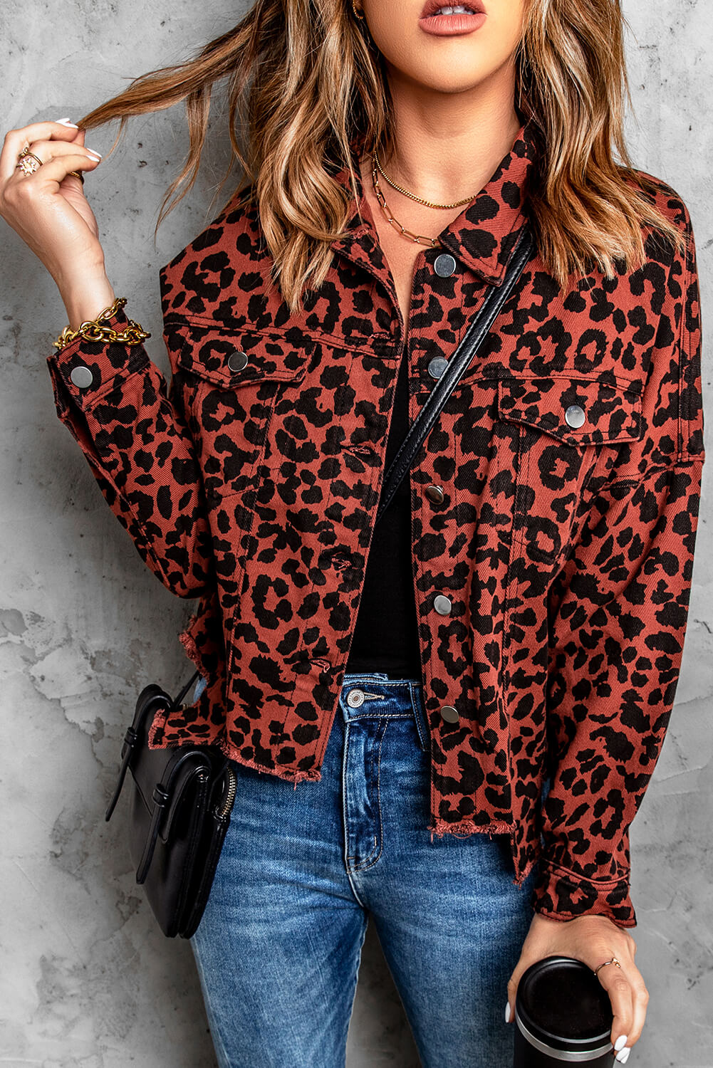 Scarlett Leopard Print Raw Hem Jacket