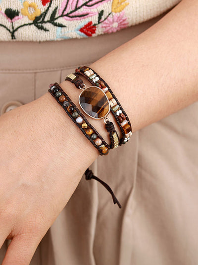 Deep Earth Geometrical Shape Triple-Layer Bracelet