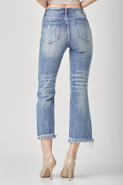 RISEN Fallon High Waist Distressed Cropped Bootcut Jeans