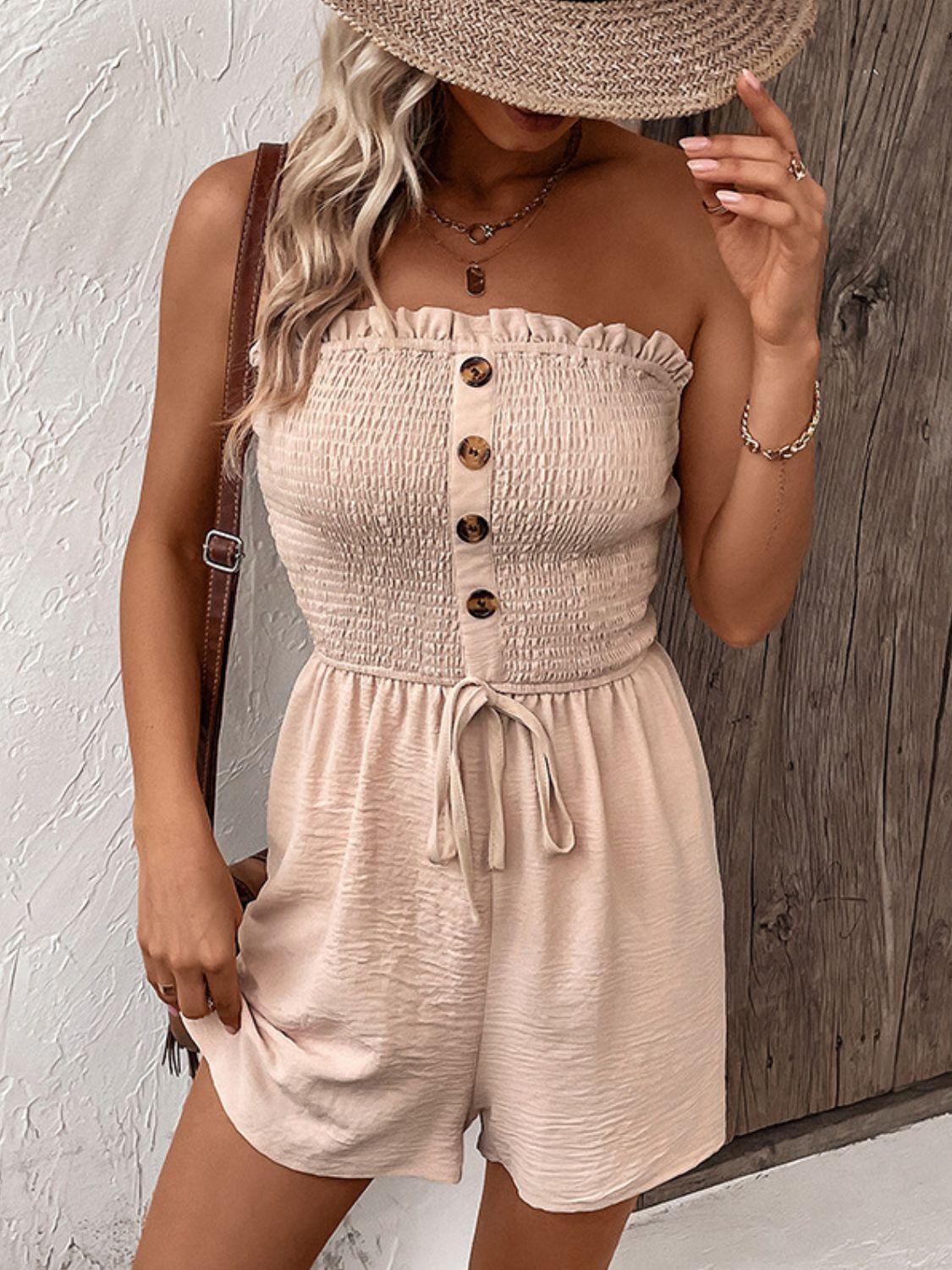 Love Yourself Smocked Strapless Romper