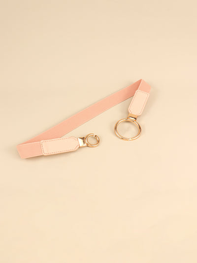 Double Ring Buckle Elastic PU Belt