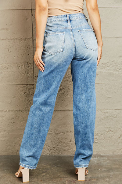 BAYEAS Barbara High Waisted Medium Wash Straight Jeans