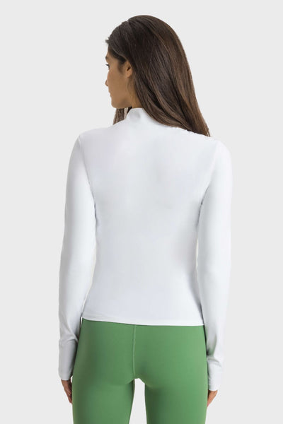 Half Zip Thumbhole Sleeve Sports Top