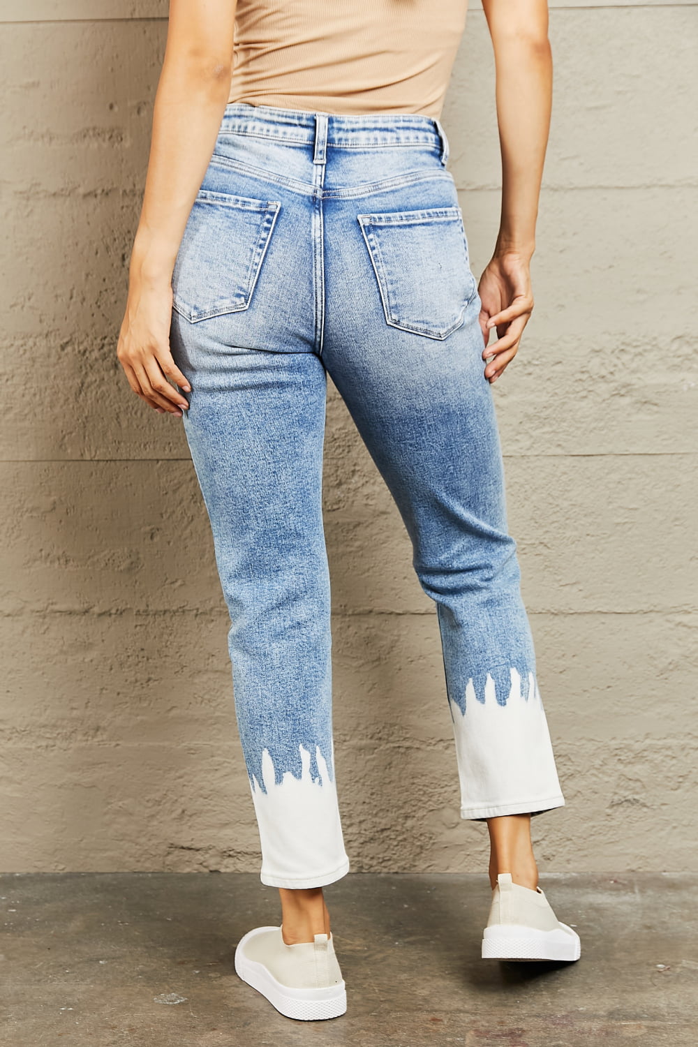 BAYEAS Bernadette High Waisted Distressed Painted Cropped Skinny Jeans