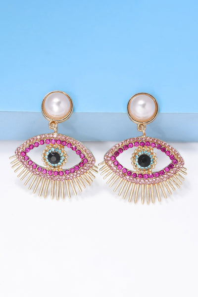 Evil Eye Shape Rhinestone Zinc Alloy Synthetic Dangle Earrings