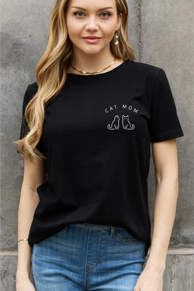 Simply Love Full Size CAT MOM Graphic Cotton Tee