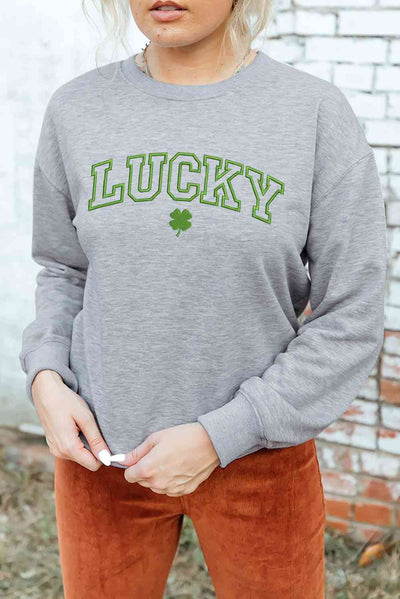 Mid Gray LUCKY Dropped Shoulder Sweatshirt