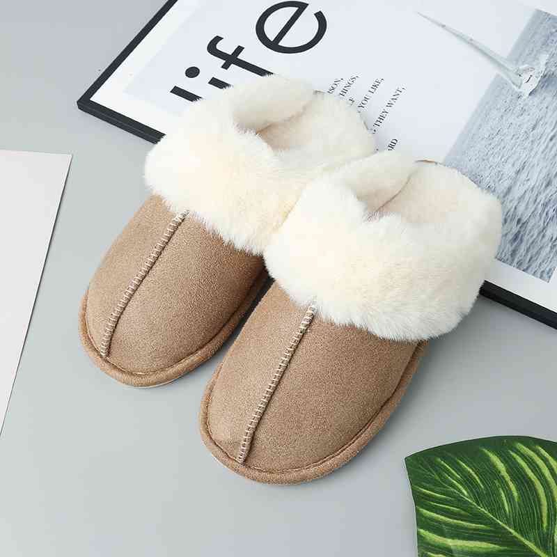 Cozy Bear Faux Suede Center Seam Slippers