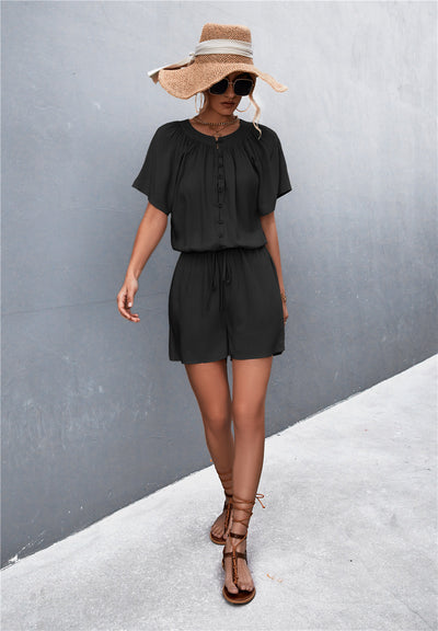 This Kiss Buttoned Gather Detail Romper