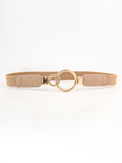 Double Ring Buckle Elastic PU Belt