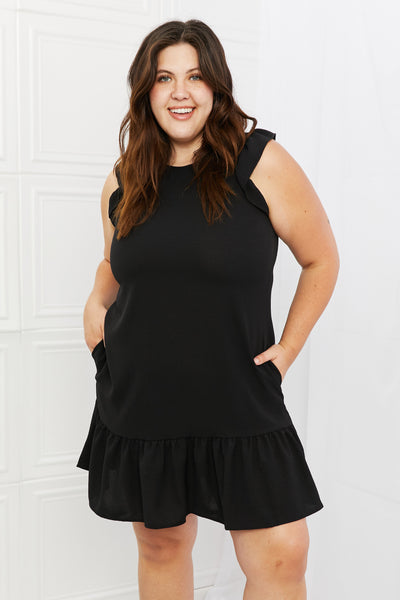 Heimish On The Daily Full Size Ruffle Mini Dress in Black