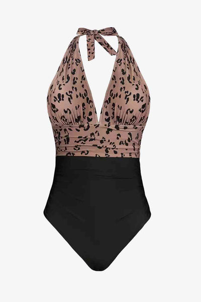 Lyric Leopard Halter Neck One-Piece Swimsuit