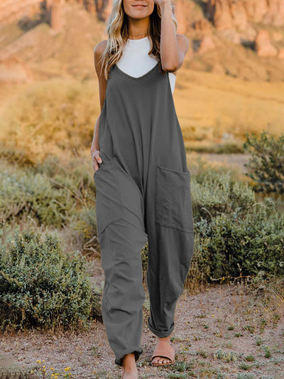 Double Take Full Size Sleeveless V-Neck Pocketed Jumpsuit Arizona colors
