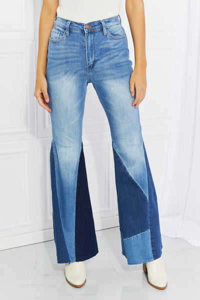Vibrant M.I.U. Sienna Full Size Color Block Flare Jeans
