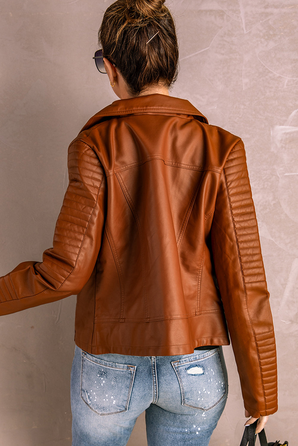 At The Ritz Ribbed Faux Leather Jacket