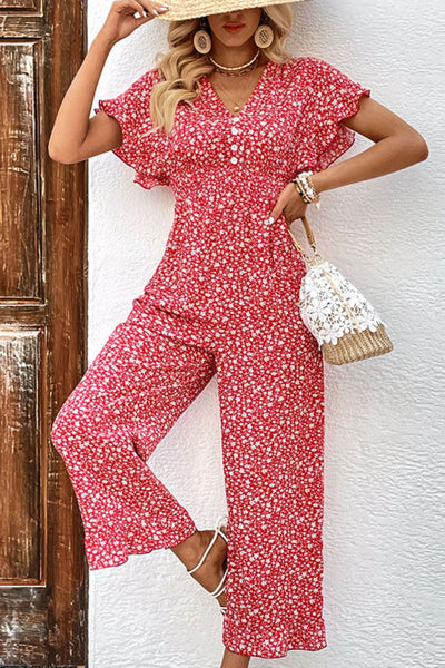 Dawn to Dusk Tie Back Ruffled Jumpsuit