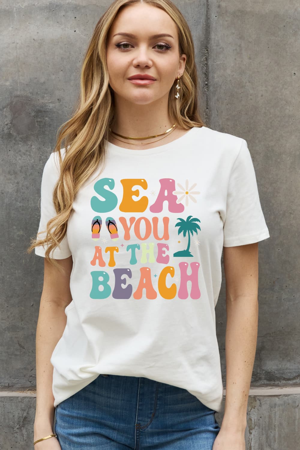 Simply Love Full Size SEA YOU  AT THE  BEACH Graphic Cotton Tee