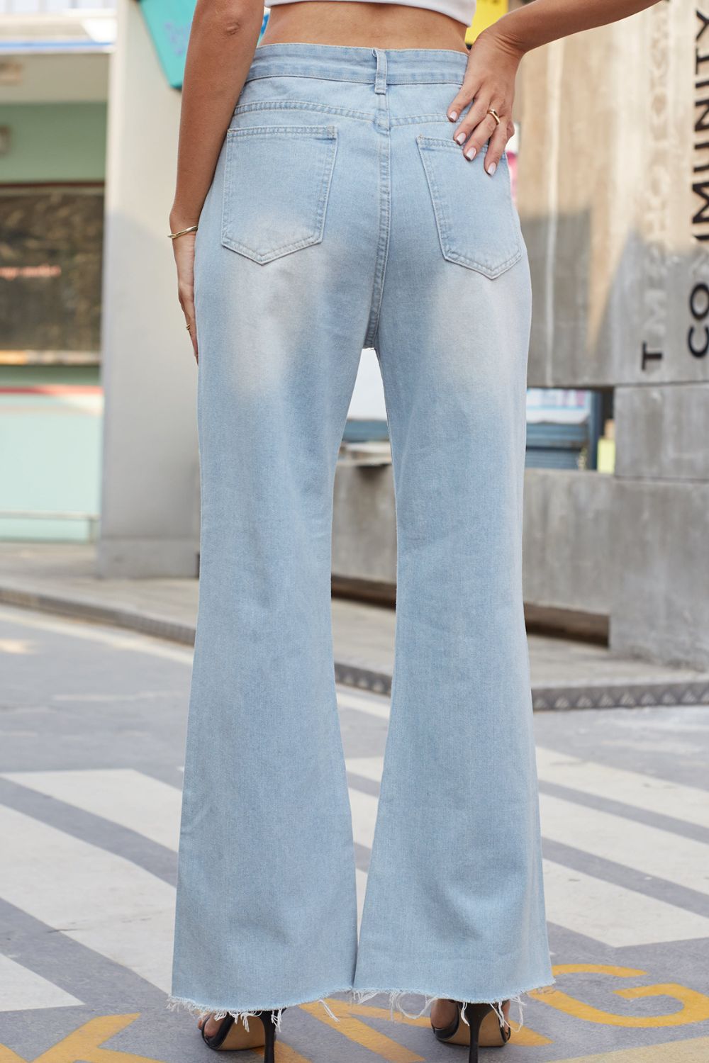 Just Like Heaven Distressed Buttoned Loose Fit Jeans