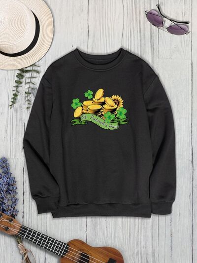 ST. PATRICK'S DAY Gold Graphic Round Neck Sweatshirt