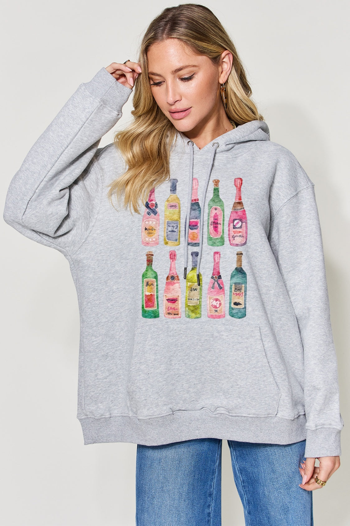 Simply Love Full Size Bottle Graphic Long Sleeve Drawstring Hoodie