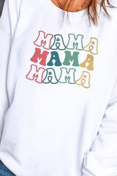 MAMA Graphic Round Neck Drop Shoulder Sweatshirt