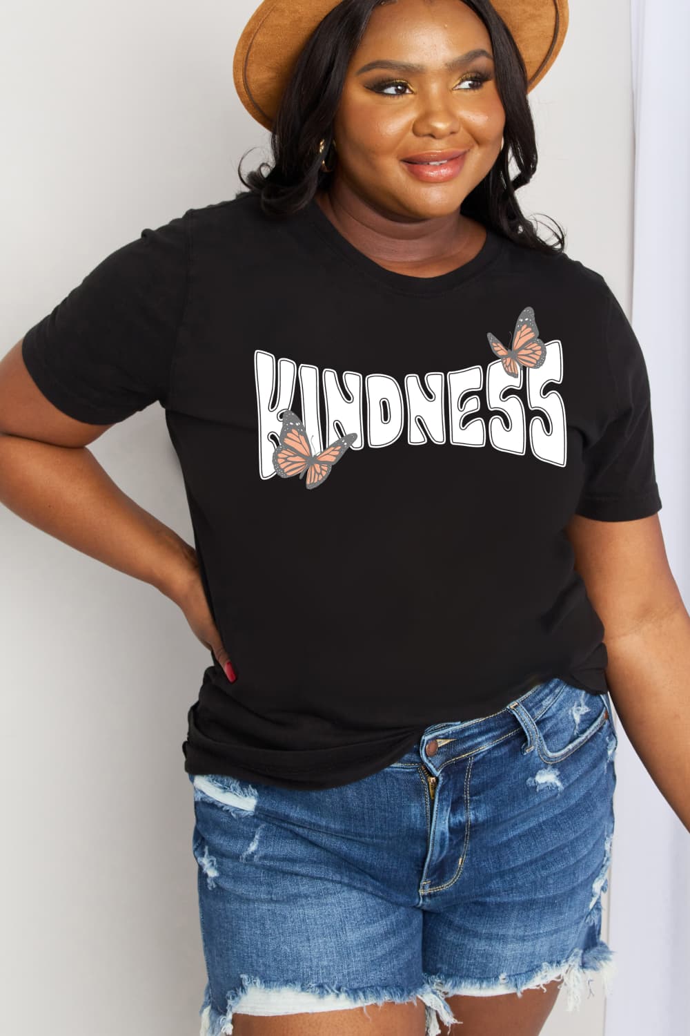 Simply Love Full Size KINDNESS Butterfly Graphic Cotton Tee