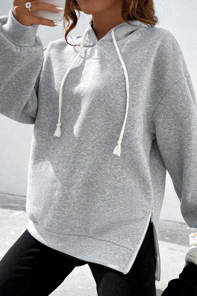 Training Day Side Zipper Dropped Shoulder Hoodie