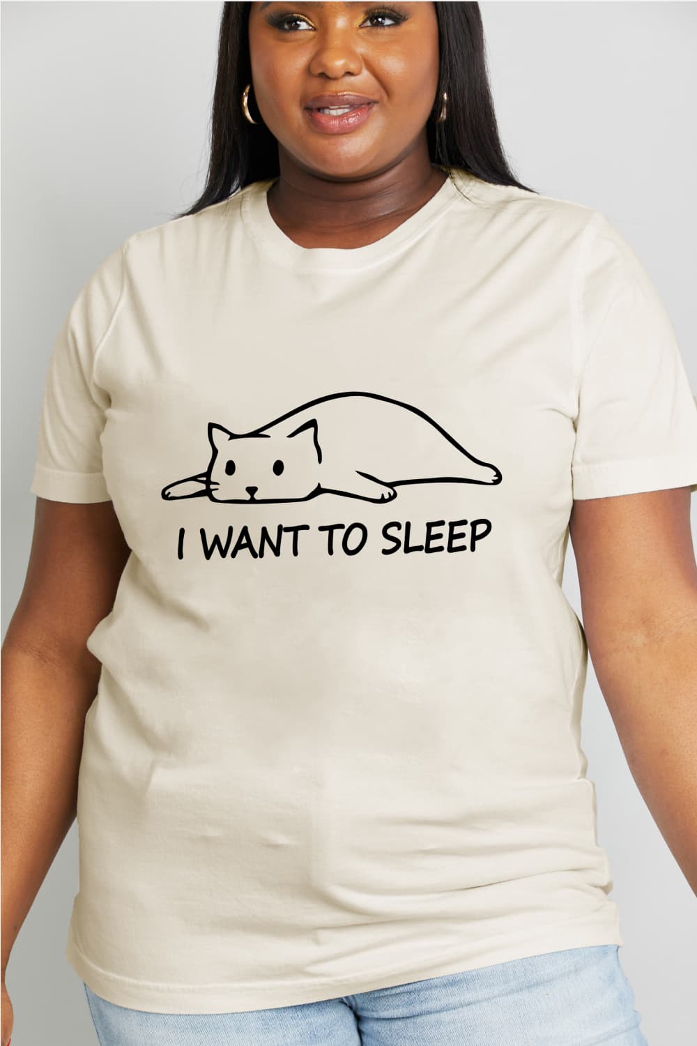 Simply Love Full Size I WANT TO SLEEP Graphic Cotton Tee