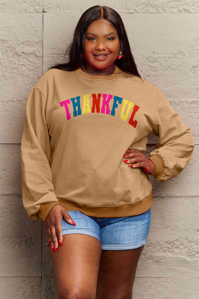 Simply Love Full ColorfulTHANKFUL Graphic Sweatshirt