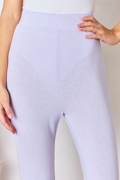 RISEN Lavendar Full Size High Waist Ultra Soft Knit Flare Pants