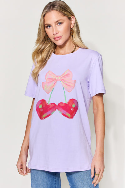 Simply Love Full Size Hearts and Bows Short Sleeve T-Shirt