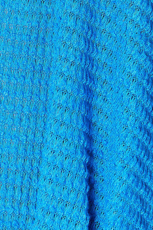Zenana Ocean Blue Round Neck High-Low Slit Knit Top